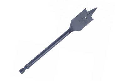 Black Oxided Tri-Point Flat Wood Spade Drill Bits with Contoured Spurs for Wood Drilling