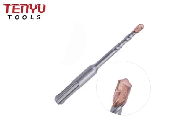 Carbide Single Tip with Copper U Flute SDS Plus Rotary Hammer Drill Bit for Concrete and Hard Stone