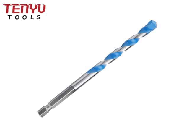 Quick Change Hex Shank Blue and Bright Carbide Tipped Masonry Drill Bit for Concrete Stone Brick Masonry Drilling