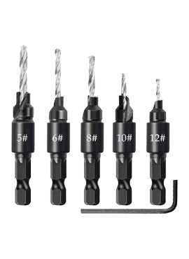 5Pcs Hex Shank HSS Wood Countersink Drill Bit Set for Wood Screw