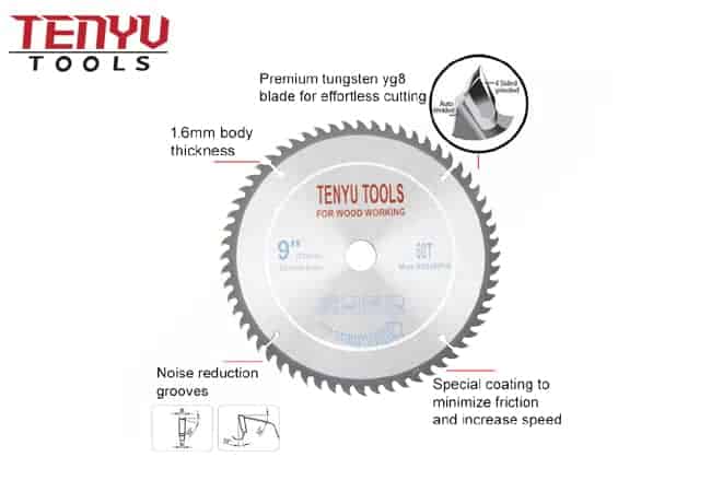 Hojas de sierra circular de carburo de 9 pulgadas y 60 dientes para madera