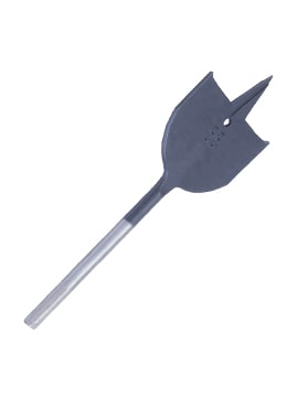 lack Oxided Tri-Point Flat Wood Spade Drill Bit with Contoured Spurs for Wood Drilling