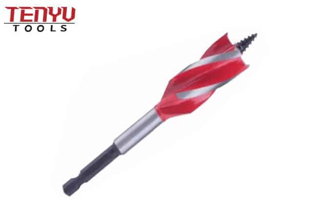 Quick Change Hex Shank Tri-Flute Three Spurs Wood Auger Drill Bit for Wood Faster Drilling