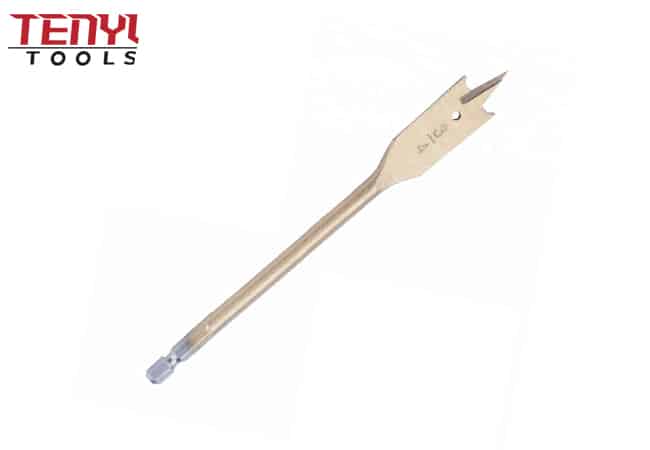 Wood Spade Drill Bit Titanium Coated Quick Change Hex Shank Tri-Point Flat with Cutting Groove for Wood Drilling