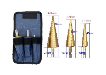 3pcs Straight Flute Tungsten Carbide Titanium Coated Step Drill Bit Hss Stepped Cone Drill Bits Set