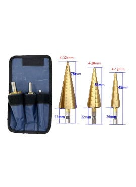 3pcs Straight Flute Tungsten Carbide Titanium Coated Step Drill Bit Hss Stepped Cone Drill Bits Set