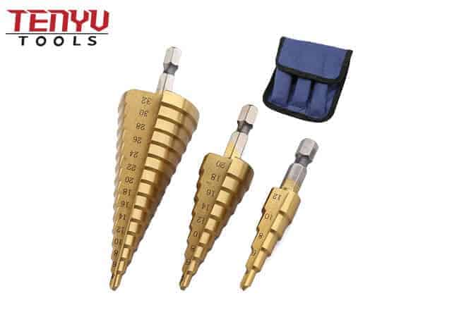 3pcs Straight Flute Tungsten Carbide Titanium Coated Step Drill Bit Hss Stepped Cone Drill Bits Set