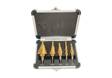 5pcs Spiral Flute Tungsten Carbide Titanium Coated Step Drill Bit Hss Stepped Drill Bits Set for Metal Drilling