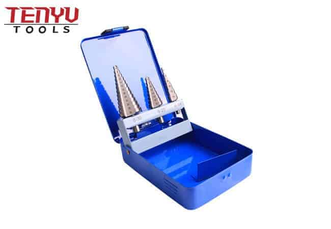 M2 Double Straight Flute Step Up Drill Bit Set for Steel and Metal Drilling with Three Flats Shank