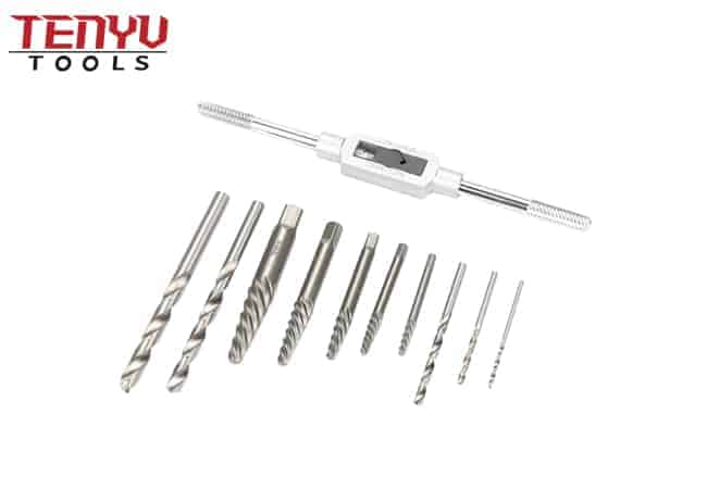 11Pcs Single Head Screw Extractor and Left Hand Drill Bit Kit in One Plastic Box for Most Stripped Damaged Screw Remover