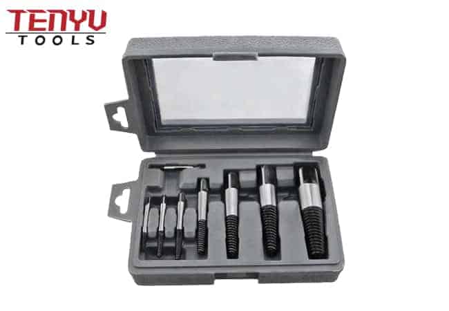 8Pcs Damaged Screw Extractor Tool Set in Plastic Box for Broken Stripped Screw Remover