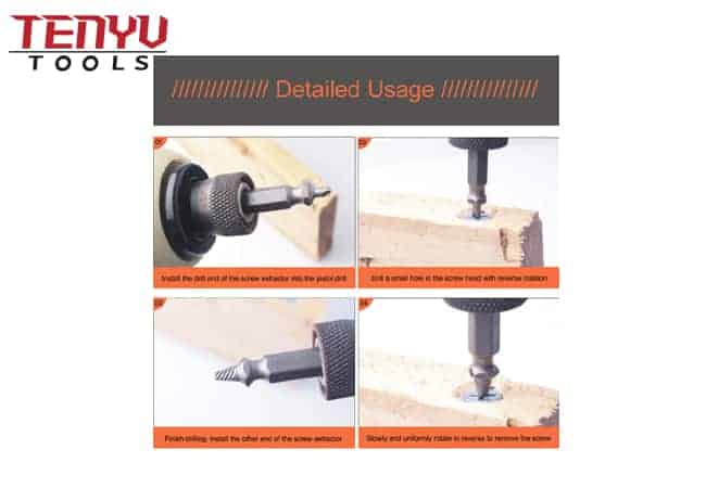 Ensemble d'extracteurs de vis endommagés HSS 4341 revêtu de titane 4 pièces pour retirer rapidement toutes sortes de vis dénudées cassées
