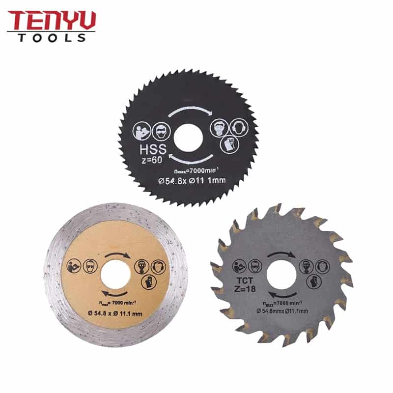 3PCS 54.8mm Mini DIY Small Circular Diamond HSS Saw Blades for Wood and Metal Cutting