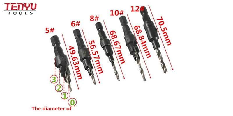 Product Description Power Hand Drill bit Tools Set 1/4 Hex Shank Screw hole Size mũi khoan Countersink Drill Bit Set countersink drill bit Product Name Power Hand Drill bit Tools Set 1/4 Hex Shank Screw hole Size mũi khoan Countersink Drill Bit Set Material C45 Color Black or tianium Use countersink drill bit