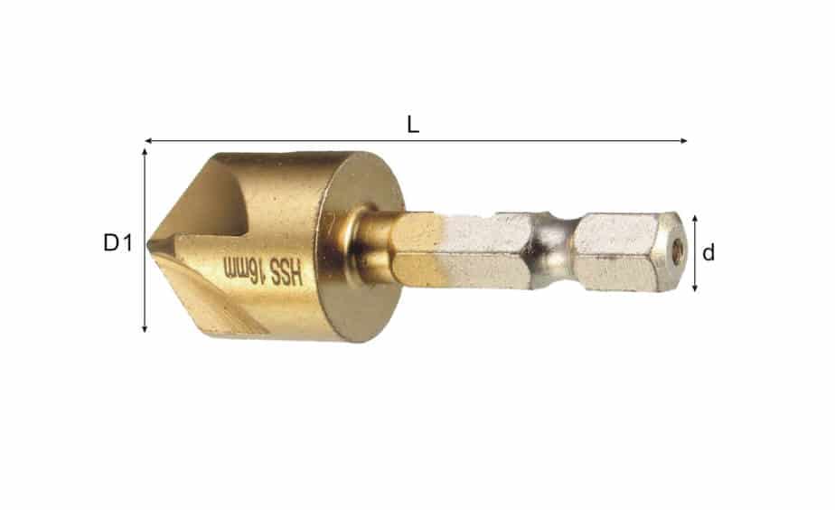 6mm-19 mm Hss Havşa Açma Altıgen Şaft 5 Ağız 90 Derece Pah Boyutu