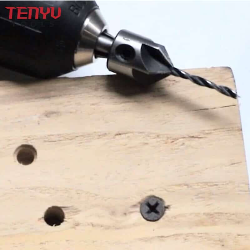 Cylindrical Shank 5 Flute Wood Countersink Drill Bit For Wood Drilling Screw