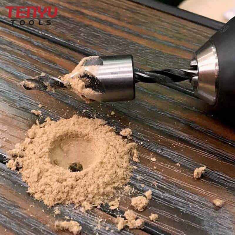 Broca avellanadora de madera de vástago cilíndrico de 5 flautas para tornillo de orificio liso de madera