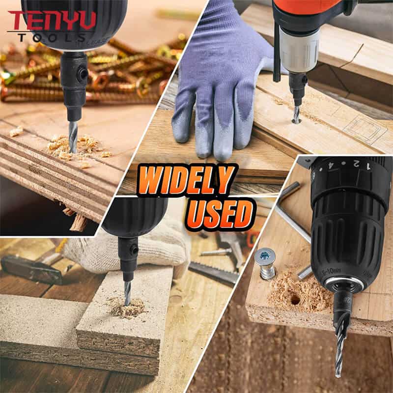 Hex Shank TCT Deburring Tool Set Hss Countersink Drill Bits Wooden Hole Bits with Magnetic Screw Ring Drill Bit for Drilling Wood Drilling