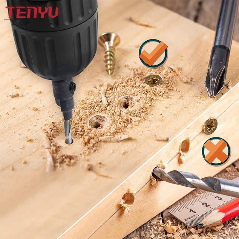 How to Corret Use TCT Deburring Tool Set Hss Countersink Drill Bits Wooden Hole Bits with Magnetic Screw Ring Drill Bit for Drilling Wood Drilling