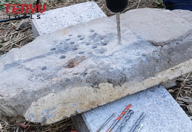 Broca de alvenaria com ponta de carboneto de haste redonda niquelada R flauta para perfuração de alvenaria de tijolo de concreto 4