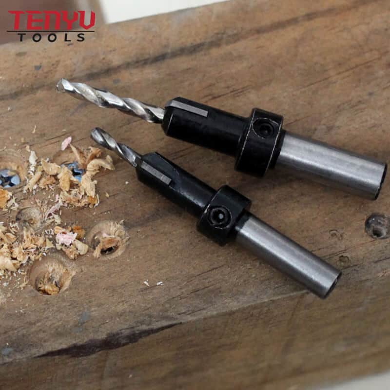 Conjunto de ferramentas de rebarbação de haste redonda TCT Brocas escareadas Hss Brocas de madeira com anel de parafuso magnético Broca para perfuração de madeira