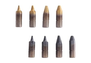 S2 4Pcs Titanium Carbide (Black) and 4Pcs Titanium Nitride (Gold) Small Broken Damaged Screw Extractor Set