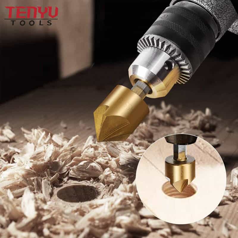 Smooth Hole From 6mm-19 mm Hss Countersink Hex Shank 5 Flutes 90 Degree Chamfer