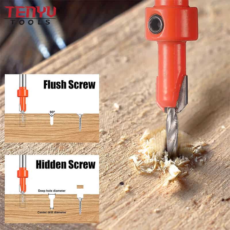 TCT Deburring Tool Set Hss Countersink Drill Bits Wooden Hole Bits with Magnetic Screw Ring Drill Bit for Drilling Wood Drilling