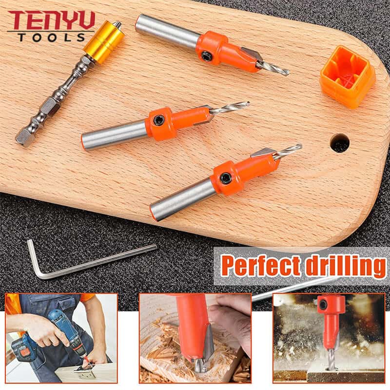 TCT Deburring Tool Set Hss Countersink Drill Bits Wooden Hole Bits with Magnetic Screw Ring Drill Bit for Drilling Wood Suit