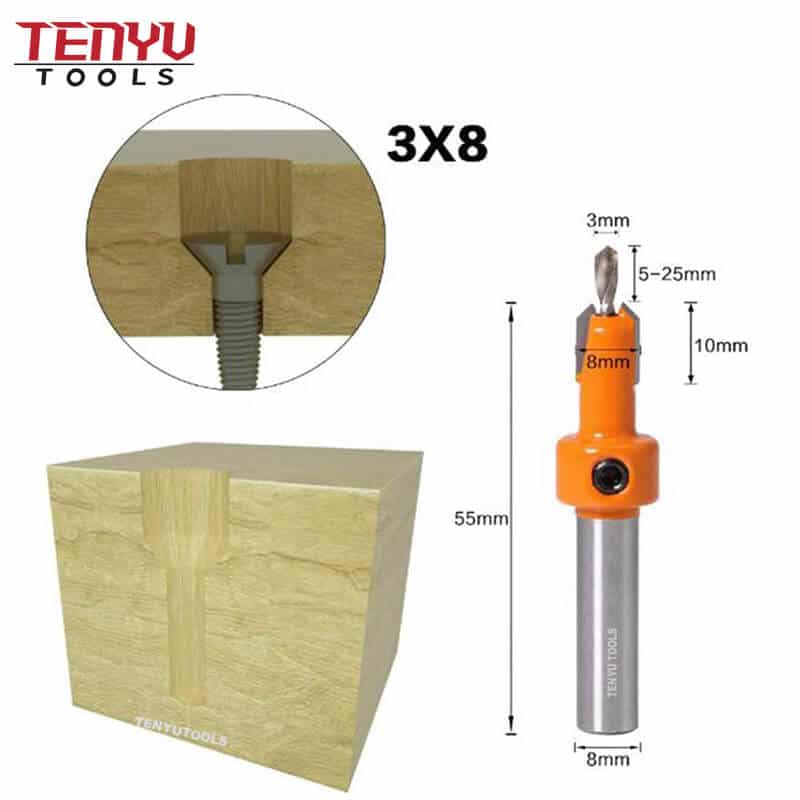 Conjunto de ferramentas de rebarbação TCT Brocas escareadas Hss Brocas de madeira com anel de parafuso magnético Broca para furar madeira de tamanho