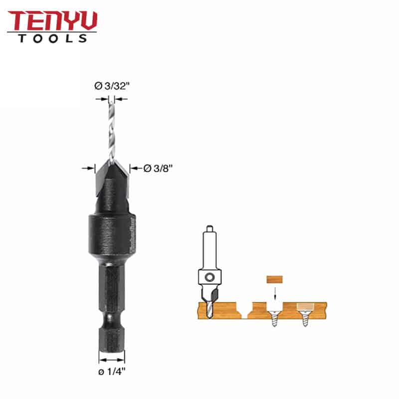 Juego de herramientas de desbarbado TCT, brocas avellanadoras Hss, brocas para agujeros de madera con anillo de tornillo magnético, broca para taladrar madera