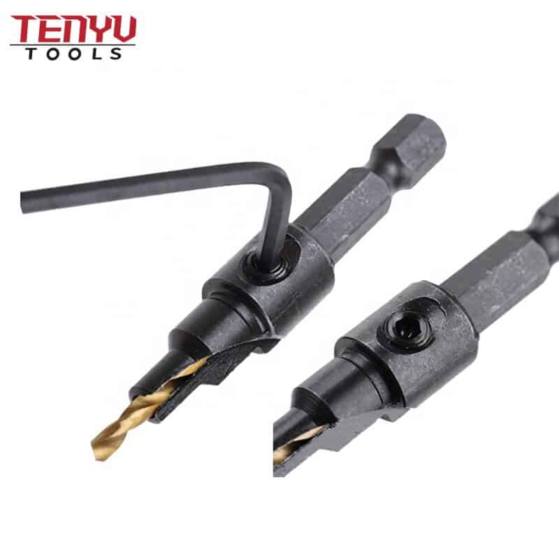 Woodworking Drill Bit Tools Set 14 Hex Shank Screw Hole Size Countersink Drill Bit Set for Wood Drilling Adjust