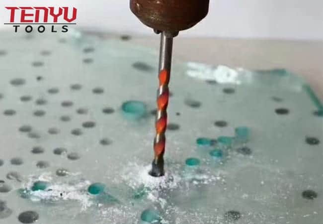Juego de brocas para azulejos de vidrio con punta de carburo simple de vástago redondo cromado de 4 piezas para perforación de porcelana de cerámica de vidrio en caja de plástico