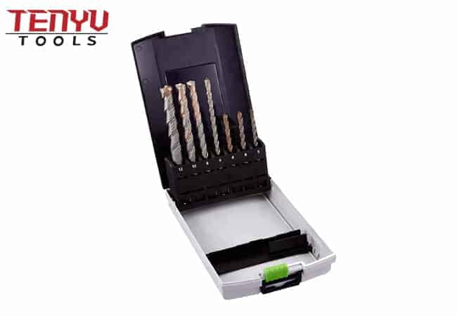 7pcs SDS Max Rotary Electric Hammer Carbide Drill Bit Set with Cross Tip Provides Fast Masonry Drilling