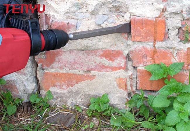 Brocas de cinzel plano para martelo elétrico SDS Plus para perfuração de parede de alvenaria de pedra de concreto