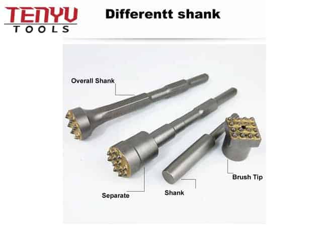 Electric Square 17 A/F Hex Shank Concrete Tooth Head Bushing Hammer Tool Chisel for Demolition and Concrete Breaker