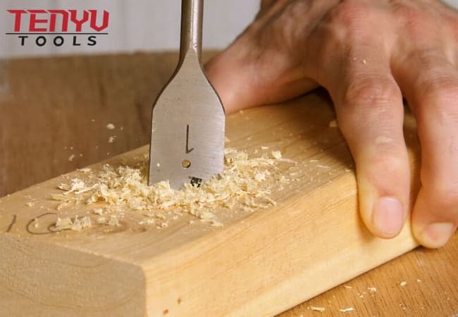 Broca de paleta plana de pala de madera de longitud extra larga con punta de tres puntas para madera y plástico