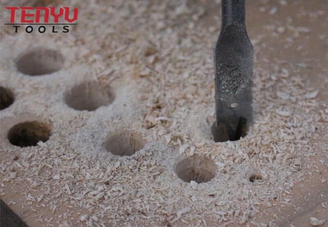 Broca de madera plana de pala de punta central de vástago hexagonal para perforación limpia y rápida de madera