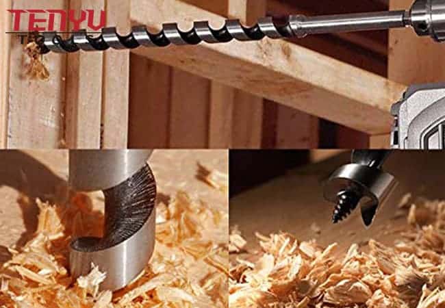 Hex Shank Single Spur Carbon Steel Wood Auger Drill Bit for Drilling Smooth Holes on Wood Plastic