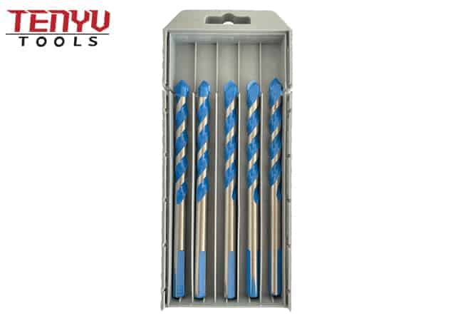 Juego de brocas de mampostería multipropósito con punta de carburo de tungsteno y tres vástagos planos para perforación de metal de madera de baldosas de ladrillo