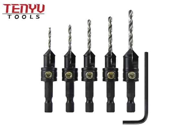 Güç El Ağaç İşleme Matkap Ucu alet takımı Hex Shank Vida Deliği Boyutu Ahşap Delme için Havşa Matkap Ucu Seti