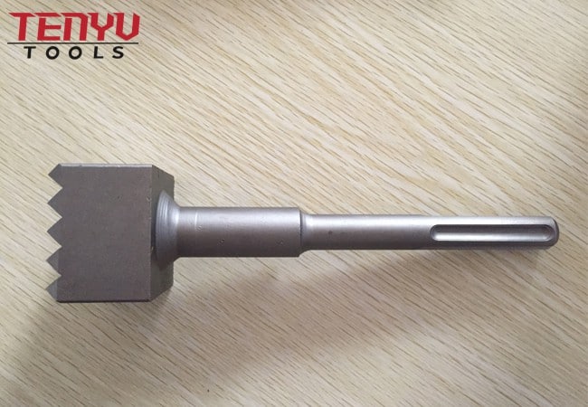 SDS Max Bushing Hammer Bit with Tungsten Carbide Teeth Provide a Rough Exterior Finish on Concrete