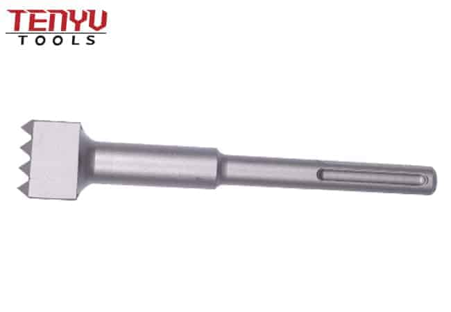 SDS Max Bushing Hammer Bit with Tungsten Carbide Teeth Provide a Rough Exterior Finish on Concrete