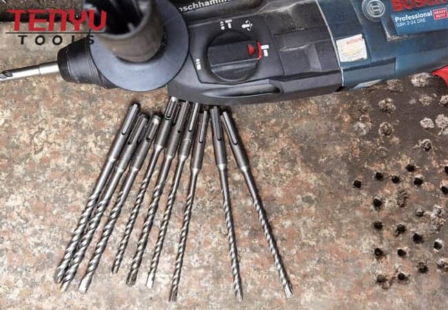Sand Blasted SDS Plus Drill Bits Rotary Hammer Drill Bits with S4 Flute for Brick Stone Concrete Carbide Tipped