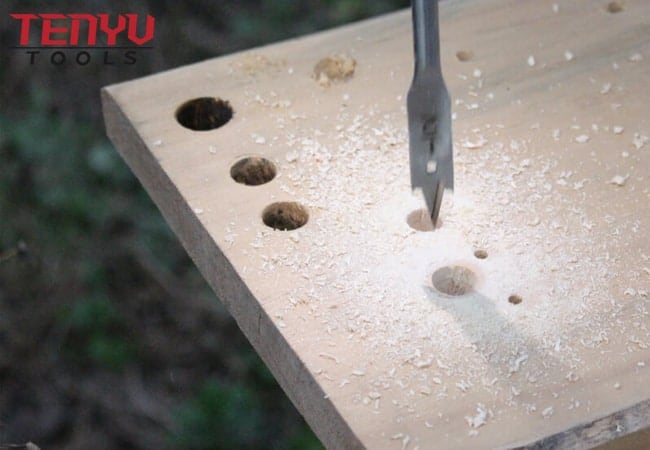 Broca para madeira plana tipo pá para madeira com haste hexagonal ponta central de corte limpo e rápido com revestimento de titânio