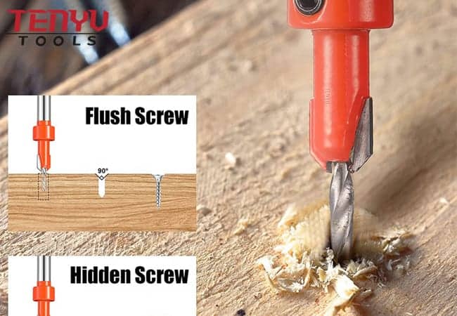 TCT Deburring Tool Set Hss Countersink Wooden Hole Bits with Magnetic Screw Ring Drill Bit for Drilling Wood