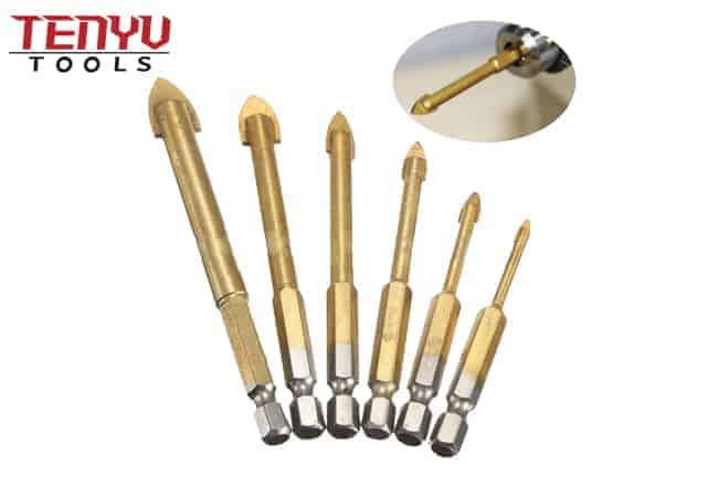 Brocas de ponta hexagonal revestida de titânio para cerâmica broca de vidro para perfuração de porcelanato de cerâmica de vidro