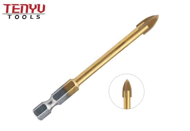Brocas de ponta hexagonal revestida de titânio para cerâmica broca de vidro para perfuração de porcelanato de cerâmica de vidro