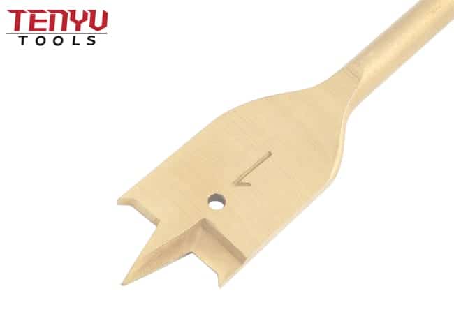 Titanium Coated Wood Spade Drill Bit with Quick Change Hex Shank and Tri-Point for Wood Drilling