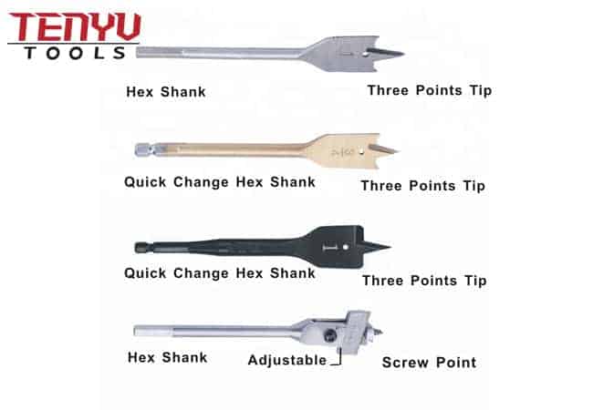 Wood Spade Paddle Drill Bit with Quick Change Hex Shank and Tri-Point with Cutting Groove